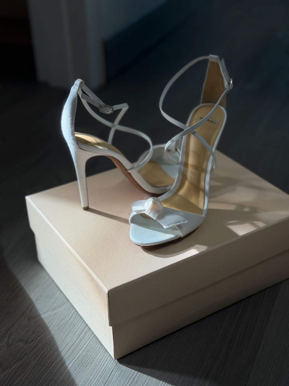 Alexandre Birman White Strappy Bow High Heel Sandals